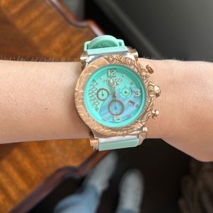 Mulco teal and rose gold over sized watch